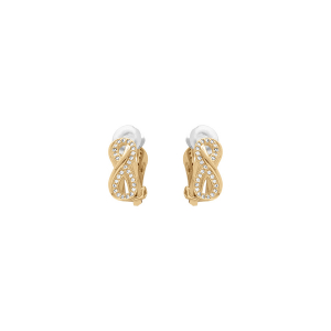BOUCLES D'OREILLES CLIP LAITON DORÉ INFINI OXYDES BLANCS SERTIS