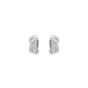 BOUCLES D'OREILLES CLIP LAITON PLACAGE PALLADIUM INFINI OXYDES BLANCS SERTIS