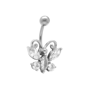PIERCING NOMBRIL PAPILLON OXYDE BLANC