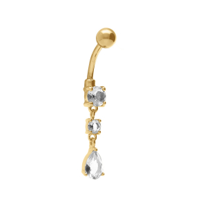 PIERCING ACIER DORE  NOMBRIL PIERRES BLANCHES SYNTH