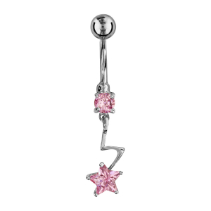 PIERCING NOMBRIL ETOILE PIERRES ROSE SYNTH