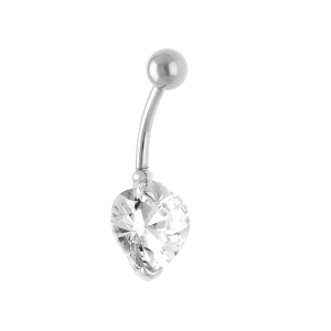 PIERCING NOMBRIL COEUR PIERRE BLANCHE SYNTHETIQUE