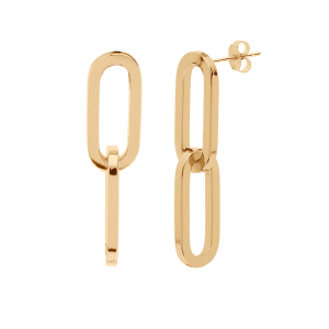 BOUCLES D'OREILLES TIGE DORÉ 2 MAILLES RECTANGULAIRES AVEC CATAPHORESE