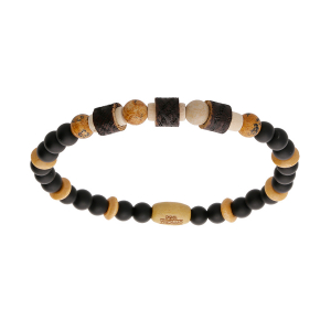 BRACELET ELASTIQUE BOIS, PAESINE ET ONYX VÉRITABLE