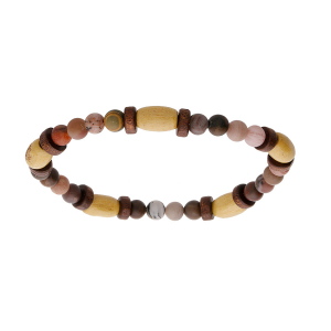 BRACELET ELASTIQUE BOIS ET BOIS FOSSILE