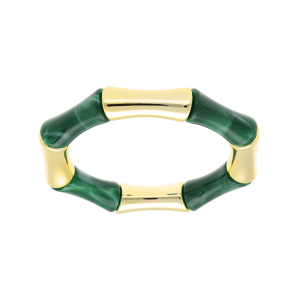 BRACELET EXTENSIBLE RÉSINE VERT FONCÉ ET RÉSINE DORÉ