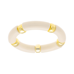 BRACELET EXTENSIBLE RÉSINE BLANCHE ET RÉSINE DORÉ