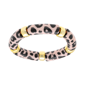 BRACELET EXTENSIBLE RÉSINE LEOPARD ET RÉSINE DORÉ