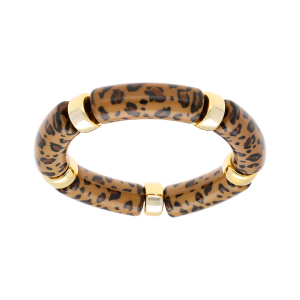 BRACELET EXTENSIBLE RÉSINE LEOPARD ET RÉSINE DORÉ