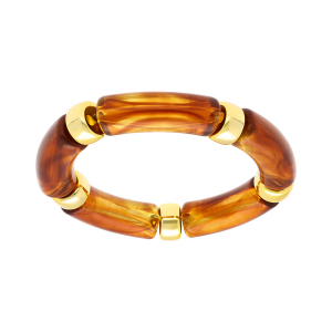 BRACELET EXTENSIBLE RÉSINE AMBRE ET RÉSINE DORÉ