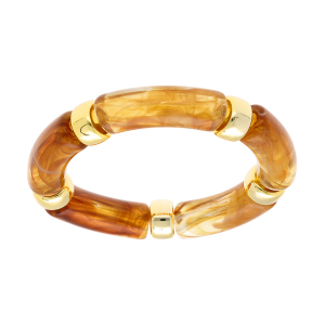 BRACELET EXTENSIBLE RÉSINE AMBRE MIEL ET RÉSINE DORÉ