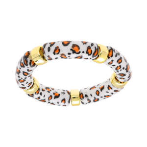 BRACELET EXTENSIBLE RÉSINE LEOPARD ET RÉSINE DORÉ