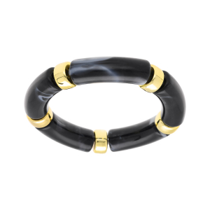 BRACELET EXTENSIBLE RÉSINE NOIRE ET RÉSINE DORÉ