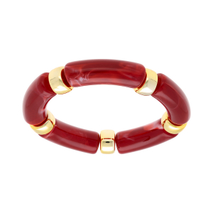 BRACELET EXTENSIBLE RÉSINE ROUGE ET RÉSINE DORÉ