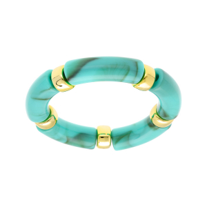 BRACELET EXTENSIBLE RÉSINE TURQUOISE ET RÉSINE DORÉ