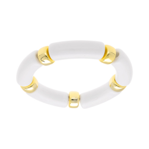 BRACELET EXTENSIBLE RÉSINE BLANCHE ET RÉSINE DORÉ