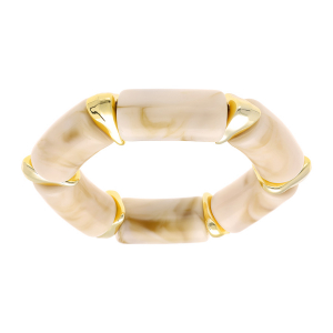 BRACELET EXTENSIBLE RÉSINE NACRE IMITATION ET RÉSINE DORÉ