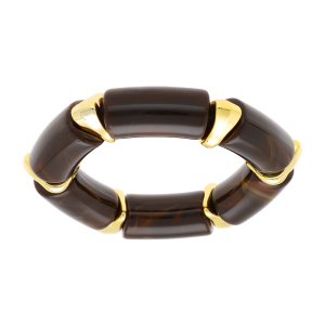 BRACELET EXTENSIBLE RÉSINE MARRON ET RÉSINE DORÉ