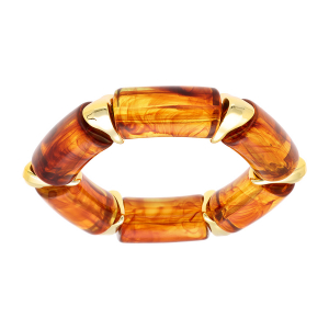 BRACELET EXTENSIBLE RÉSINE COULEUR AMBRE MIEL ET RÉSINE DORÉ