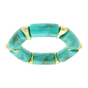 BRACELET EXTENSIBLE RÉSINE TURQUOISE ET RÉSINE DORÉ