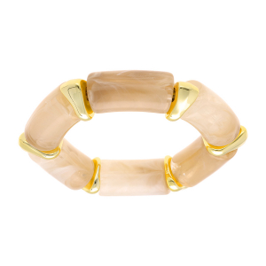 BRACELET EXTENSIBLE RÉSINE BEIGE ET RÉSINE DORÉ