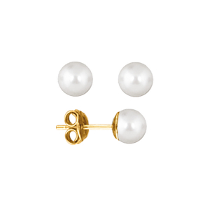 BOUCLES D'OREILLES TIGE PLAQUÉ OR PERLES IMITATION 6MM  CREME