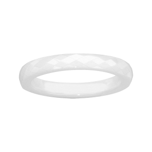 ALLIANCE 1/2 JONC 3MM CERAMIQUE BLANCHE FACETTEE