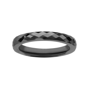 ALLIANCE 1/2 JONC 3MM CERAMIQUE NOIRE FACETTEE