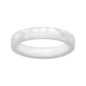 ALLIANCE 1/2 JONC 4MM CERAMIQUE BLANCHE FACETTEE