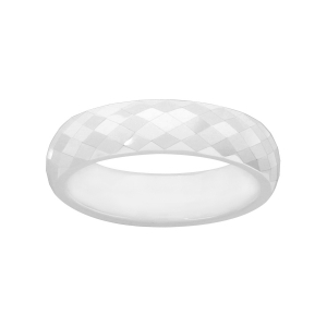 ALLIANCE 1/2 JONC 5MM CERAMIQUE BLANCHE FACETTEE