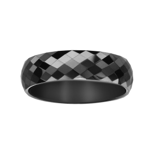 ALLIANCE 1/2 JONC 5MM CERAMIQUE NOIRE FACETTEE