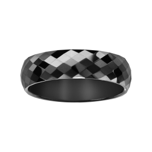 ALLIANCE 1/2 JONC 6MM CERAMIQUE NOIRE FACETEE