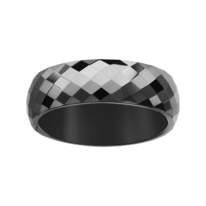 ALLIANCE 1/2 JONC 7MM CERAMIQUE NOIRE FACETTEE