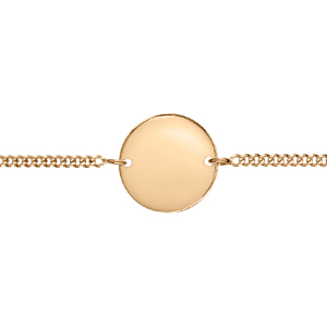 IDENTITE VERMEIL CHAINE GOURMETTE PLAQUE RONDE REGLABLE 17+3CM
