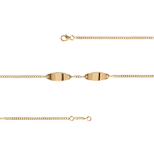 IDENTITE FEMME VERMEIL GOURMETTE 2MM 2 PLAQUES OVALES 19CM REGLABLE 18