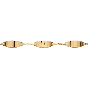 IDENTITE FEMME VERMEIL GOURMETTE 2MM 3 PLAQUES OVALES 19CM REGLABLE 18