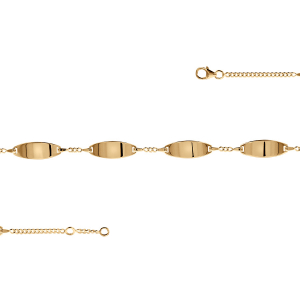 IDENTITE FEMME VERMEIL GOURMETTE 2MM 4 PLAQUES OVALES 19CM REGLABLE 18