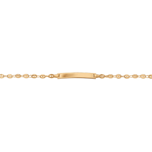 IDENTITE ENFANT VERMEIL PLAQUE DROITE MAILLE GRAIN DE CAFE FERMOIR MOUSQUETON 14,5CM REGLABLE 12,5CM