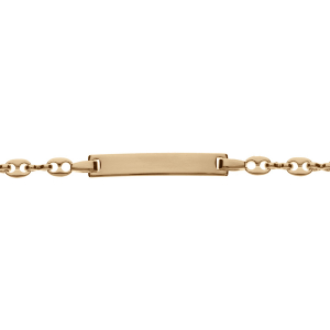 IDENTITE ENFANT VERMEIL PLAQUE DROITE MAILLE GRAIN DE CAFE FERMOIR MOUSQUETON 14,5CM REGLABLE 12,5CM