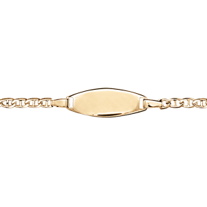 IDENTITE BEBE VERMEIL PLAQUE OVALE MAILLE MARINE FERMOIR AR 14CM REGLABLE 12,5CM