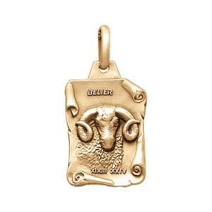 PENDENTIF GRAND PARCHEMIN BELIER VIEIL VERMEIL MASSIF