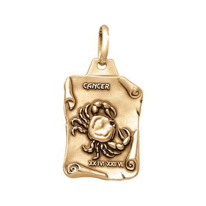PENDENTIF GRAND PARCHEMIN CANCER VIEIL VERMEIL MASSIF