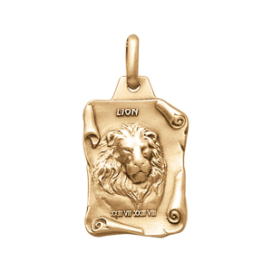 PENDENTIF GRAND PARCHEMIN LION VIEIL VERMEIL MASSIF