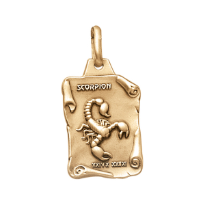 PENDENTIF GRAND PARCHEMIN SCORPION VIEIL VERMEIL MASSIF