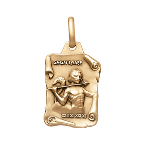 PENDENTIF GRAND PARCHEMIN SAGITTAIRE VIEIL VERMEIL MASSIF