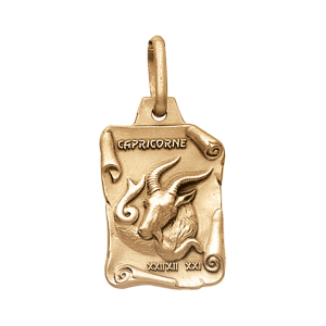 PENDENTIF GRAND PARCHEMIN CAPRICORNE VIEIL VERMEIL MASSIF