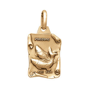PENDENTIF GRAND PARCHEMIN POISSON VIEIL VERMEIL MASSIF