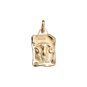 PENDENTIF GRAND PARCHEMIN BELIER VERMEIL MASSIF BRILLANT ET SABLE