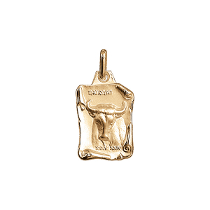 PENDENTIF GRAND PARCHEMIN TAUREAU VERMEIL MASSIF BRILLANT ET SABLE