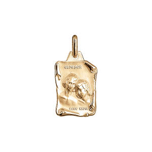 PENDENTIF GRAND PARCHEMIN GEMEAUX VERMEIL MASSIF BRILLANT ET SABLE